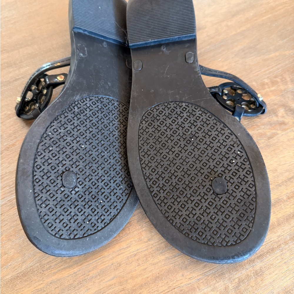 Tory Burch Black Sandals with Gold Accent - Picture 2 of 2